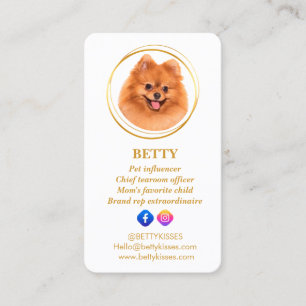 Elegant Photo Rose Gold Dog Pet Social Media  Business Card