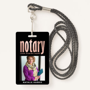 Elegant Photo Rose Gold Notary Loan  ID Badge