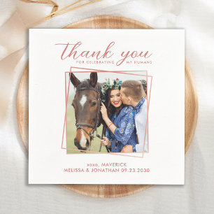 Elegant Photo Rose Gold Thank You Pet Wedding Napkin