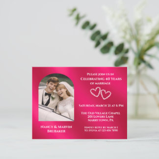 Elegant Photo Ruby 40th Wedding Anniversary Invitation Postcard