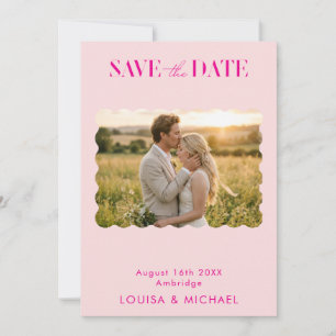 Elegant Photo Save The Date Card Blush Pink