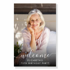 Elegant Photo Script 75th Birthday Party Welcome