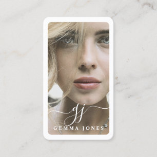 Elegant Photo Script Calligraphy Monogram Business Card