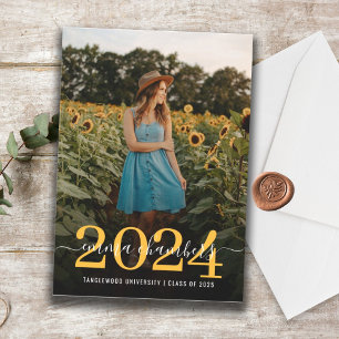 Elegant Photo Script Overlay Graduation Party 2024 Invitation