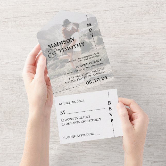 Elegant Photo Script Simple Typography Wedding All In One Invitation (Tearaway)