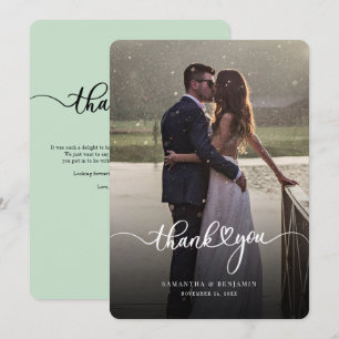 Elegant Photo Script Wedding Thank You Card