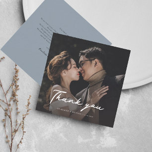 Elegant Photo Script Wedding Thank You Card