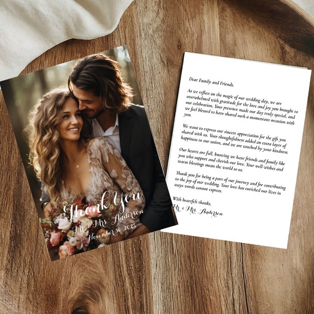 Elegant Photo Script Wedding Thank You Card (Creator Uploaded)