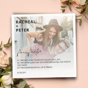 Elegant Photo Simple Couple Fun Fact for Wedding Napkin