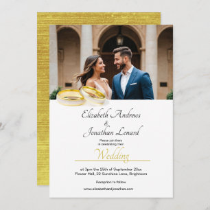 Elegant Photo Simple Gold Colour Wedding Invite