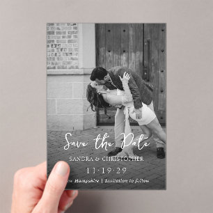 Elegant Photo Simple Modern Wedding Save the Date Acrylic Invitations