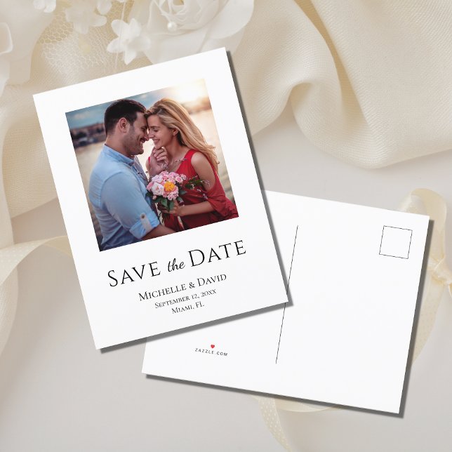 Elegant Photo Simple Modern Wedding Save The Date Announcement Postcard (Creator Uploaded)