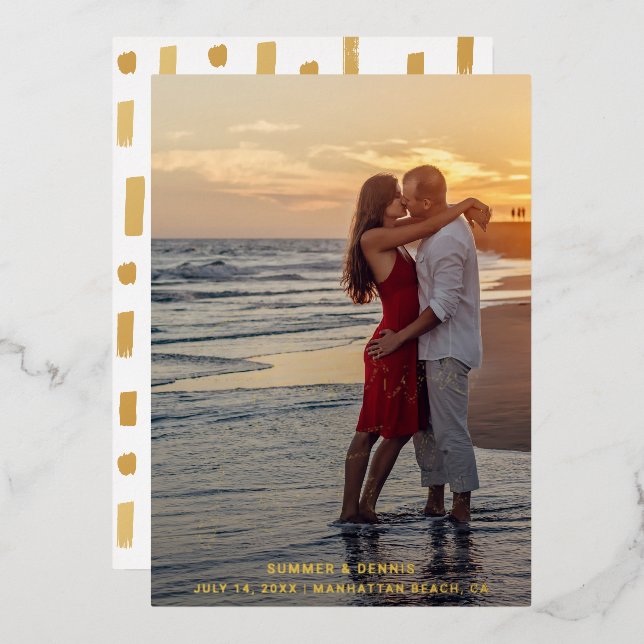 Elegant Photo Spanish Save the Date Gold (Front/Back)