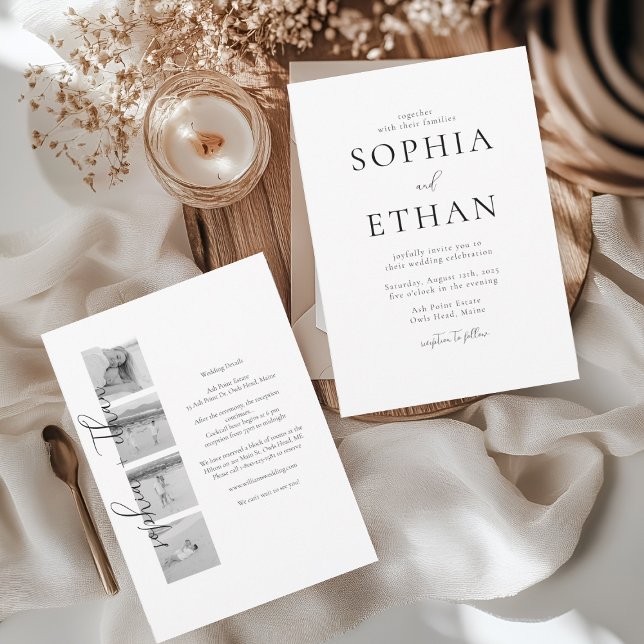 Elegant Photo Strip All in One Wedding Invitation (Creator Uploaded)