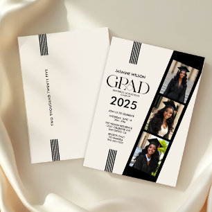 Elegant Photo Strip Graduation Party Invitation