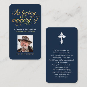 Elegant Photo Sympathy Funeral Prayer  Calling Card