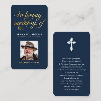 Elegant Photo Sympathy Funeral Prayer  Calling Card