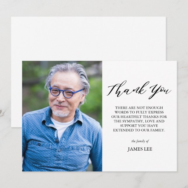 Elegant Photo Sympathy Thank You Card (Front/Back)