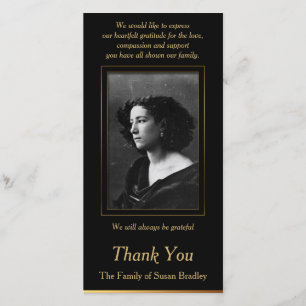 Elegant Photo Sympathy Thank You with gold piping