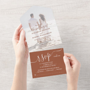 Elegant Photo Terracotta Wedding All In One Invitation