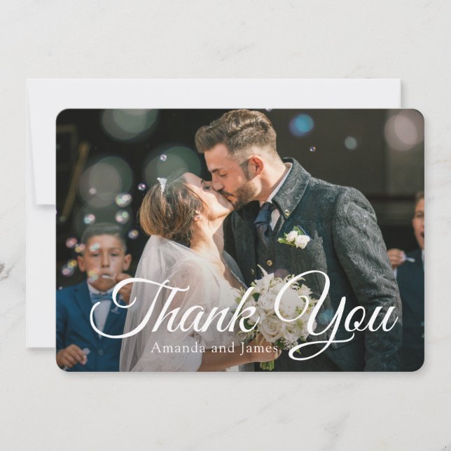 Elegant Photo Thank You Wedding Card Template (Front)