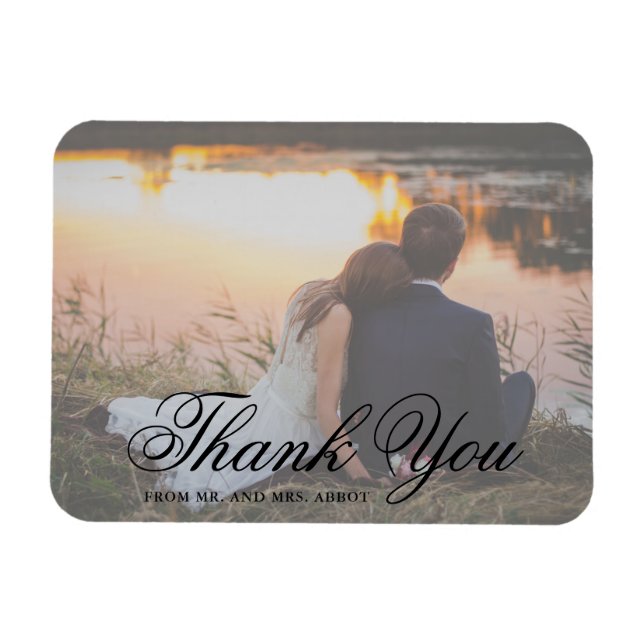 Elegant Photo Thank You Wedding Favor Magnet (Horizontal)
