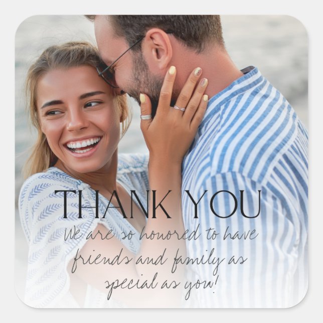 Elegant Photo Thank You Wedding Favour Stickers (Front)