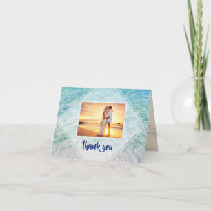 Elegant Photo Tropical Beach Destination Wedding Thank You Card