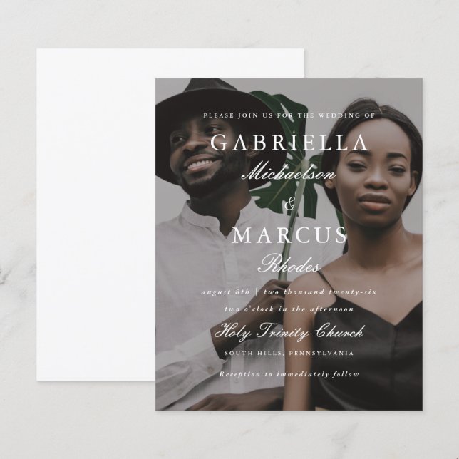 Elegant Photo Typography Overlay Budget Wedding (Front/Back)