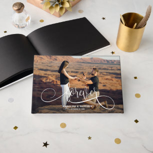 Elegant Photo Wedding Black Pages Guest Book