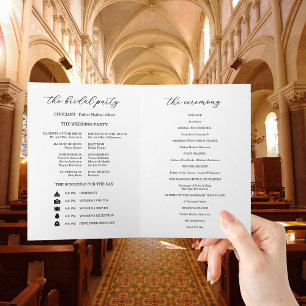 Elegant Photo Wedding Ceremony Timeline Program Card