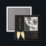 Elegant Photo, Wedding Champagne  Magnet<br><div class="desc">Wedding Magnet. Elegant, classy and modern photo gift for your special day with gold champagne glasses. Change the example photo for your own to make this a special unique personal product for your event. Fashionable and sophisticated design (suitable for any age/event). All text, font and font colour is fully customizable...</div>