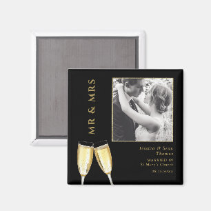 Elegant Photo, Wedding Champagne  Magnet