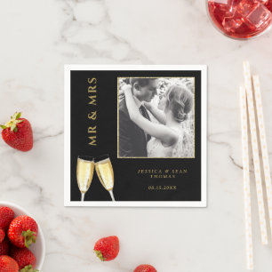 Elegant Photo Wedding Champagne Napkin