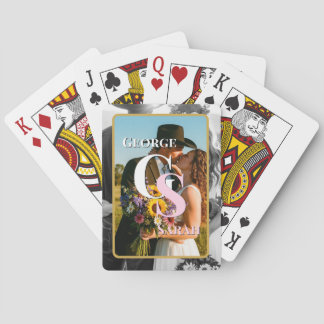 Elegant Photo Wedding, Cowboy Frame, Initials Playing Cards