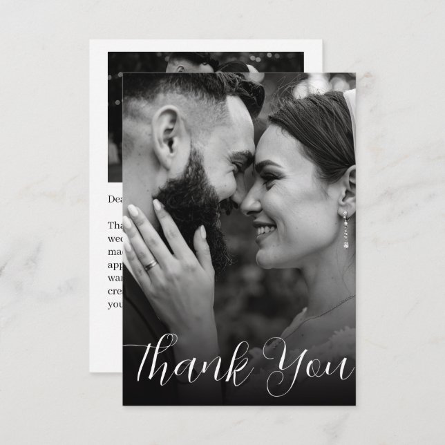 Elegant Photo Wedding Flat Thank You Card (Front/Back)