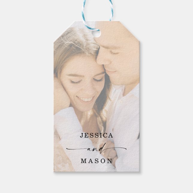 Elegant Photo Wedding Guest Bag Welcome Tag (Front)