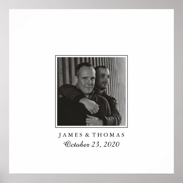 Elegant Photo Wedding Guest Signatures Poster (Front)