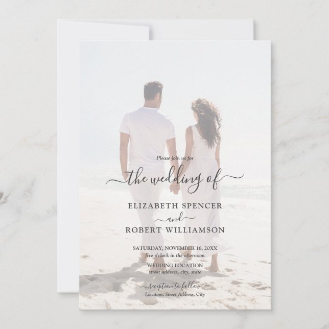 Elegant Photo Wedding Invitation (Front)