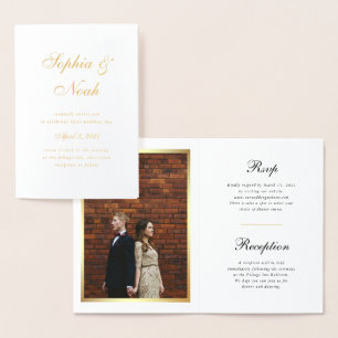 Elegant Photo Wedding Invitation with Gold Foil