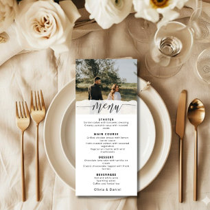 Elegant Photo Wedding Menu with Modern Script