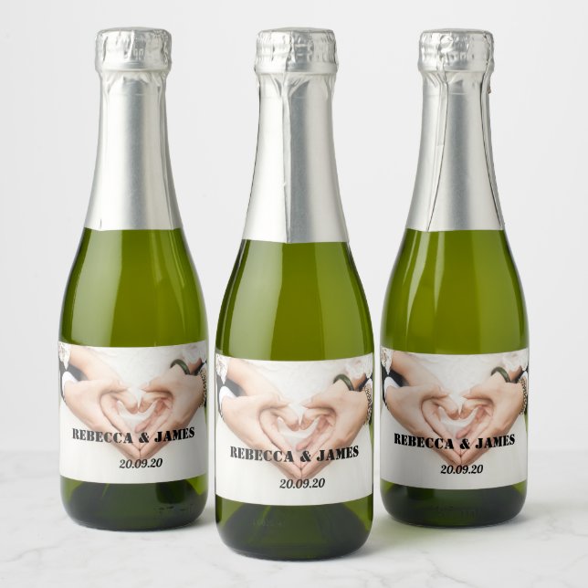 Elegant Photo Wedding Mini Sparkling Wine Bottle L Sparkling Wine Label (Bottles)