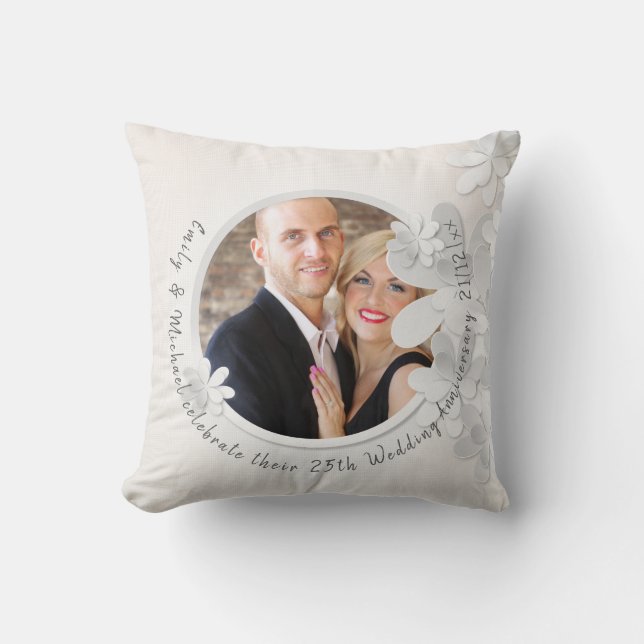 Elegant PHOTO Wedding or Anniversary Pillow Custom (Front)