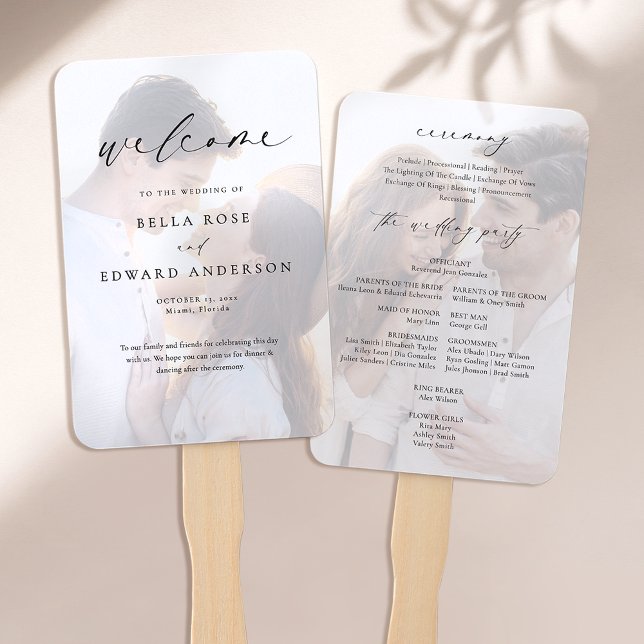 Elegant Photo Wedding Program Hand Fan (Creator Uploaded)