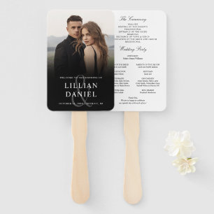 Elegant Photo Wedding Program Hand Fan