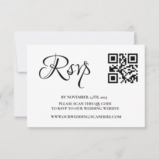 Elegant Photo Wedding QR Code RSVP Card (Front)