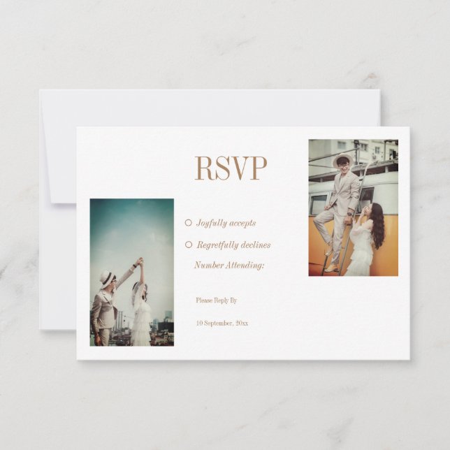 Elegant Photo Wedding RSVP Card (Front)