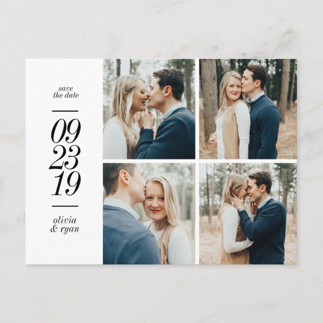 Elegant photo wedding save the date announcement postcard (Front)