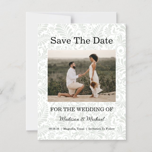 Elegant Photo Wedding Save The Date  Magnetic Invitation (Front)