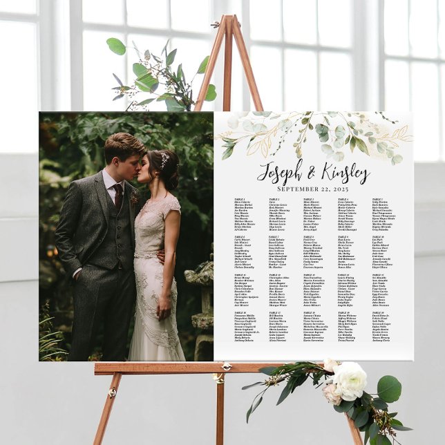 Elegant photo wedding seating chart, 20 tables poster (Creator Uploaded)
